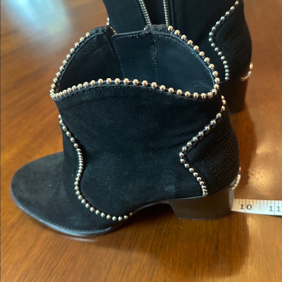 Zadig & Voltaire Black Suede Ankle Boots | Studded Western Cowboy Style - Picture 6 of 10